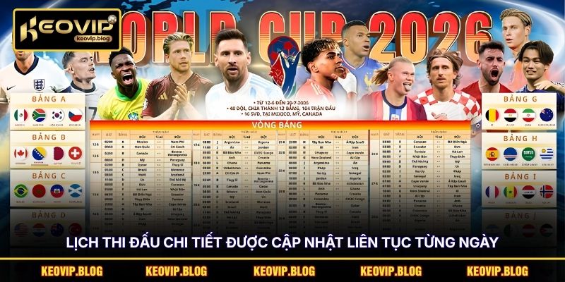 Lịch thi đấu chi tiết được cập nhật liên tục từng ngày